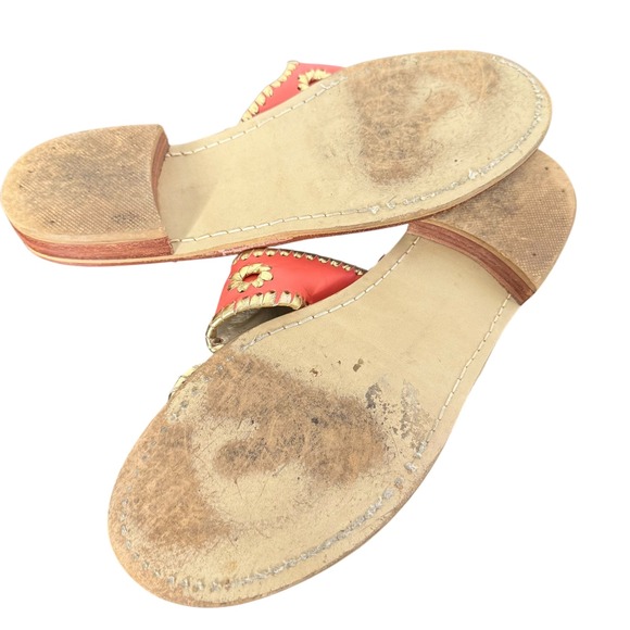 Jack Rogers Nantucket Thong Sandals Coral‎ Gold Size 8 Slip On Shoes Leather - Picture 9 of 11